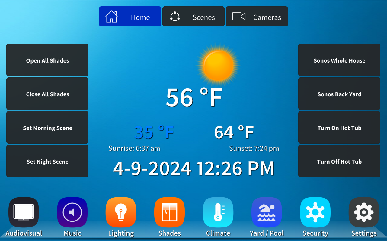 HADA Smart Home OS Home Screen